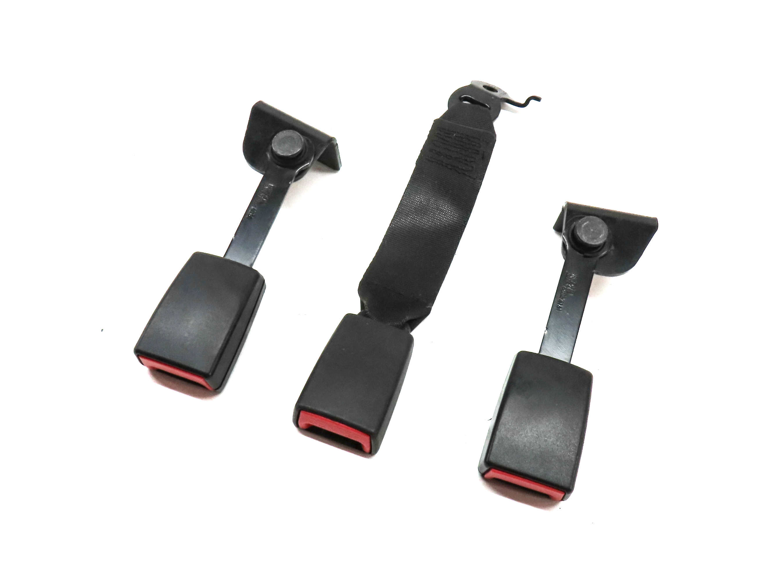2015 BMW 740Li F02 REAR LEFT RIGHT CENTER SEATBELT BUCKLE RECEIVER SET 3 (BLACK) — exact item pictured